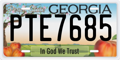 GA license plate PTE7685