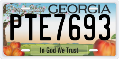 GA license plate PTE7693