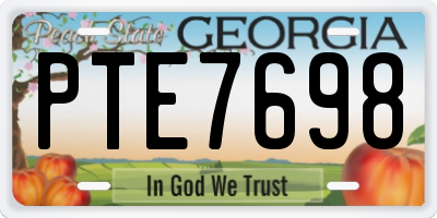 GA license plate PTE7698