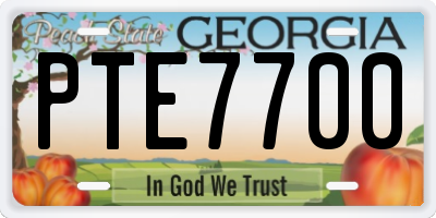GA license plate PTE7700