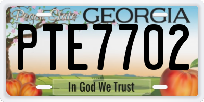 GA license plate PTE7702