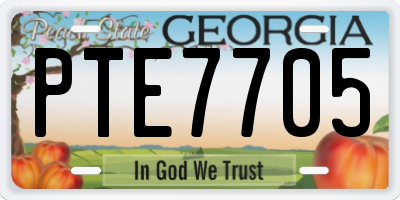 GA license plate PTE7705