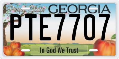 GA license plate PTE7707