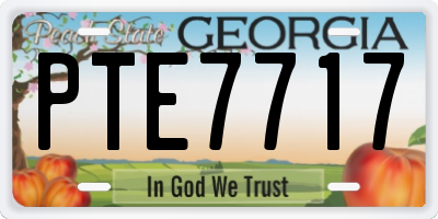 GA license plate PTE7717