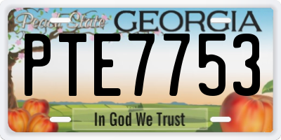 GA license plate PTE7753