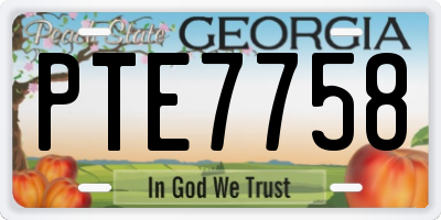 GA license plate PTE7758
