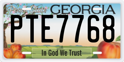 GA license plate PTE7768