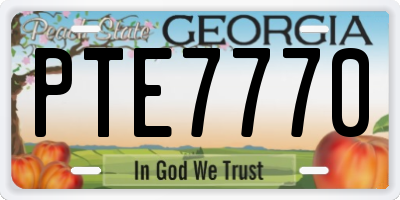 GA license plate PTE7770