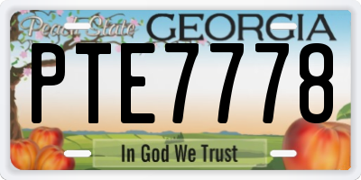 GA license plate PTE7778