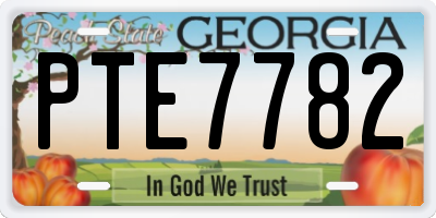GA license plate PTE7782