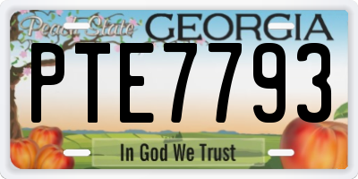 GA license plate PTE7793