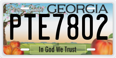 GA license plate PTE7802