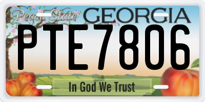 GA license plate PTE7806