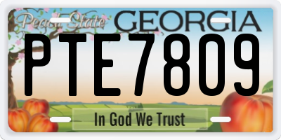 GA license plate PTE7809