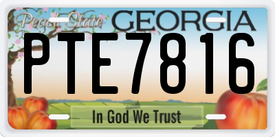 GA license plate PTE7816