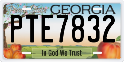 GA license plate PTE7832