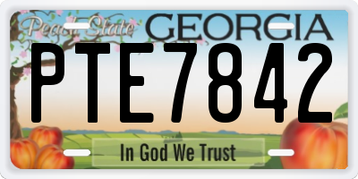 GA license plate PTE7842