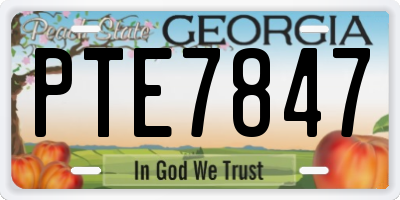 GA license plate PTE7847