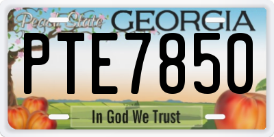 GA license plate PTE7850