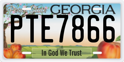 GA license plate PTE7866