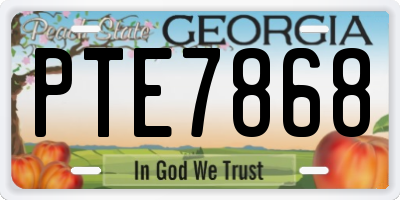 GA license plate PTE7868