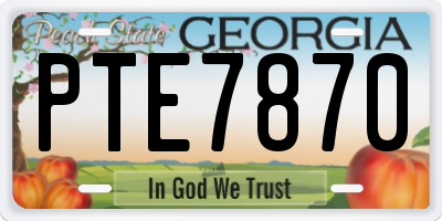 GA license plate PTE7870