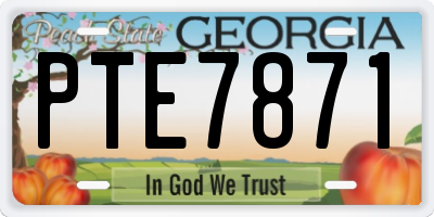 GA license plate PTE7871