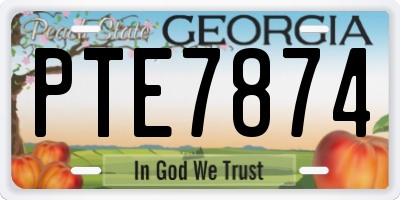GA license plate PTE7874