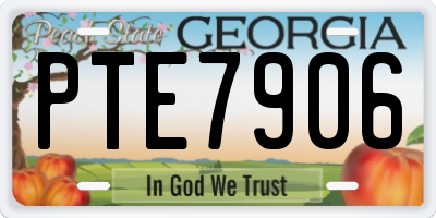 GA license plate PTE7906