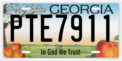 GA license plate PTE7911