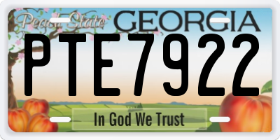 GA license plate PTE7922