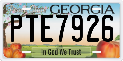 GA license plate PTE7926
