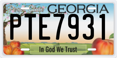 GA license plate PTE7931
