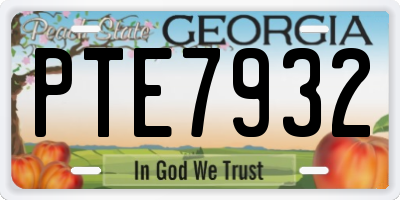 GA license plate PTE7932