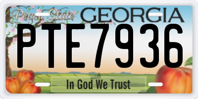 GA license plate PTE7936
