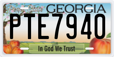 GA license plate PTE7940
