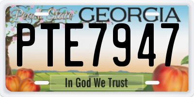 GA license plate PTE7947