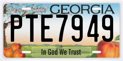 GA license plate PTE7949