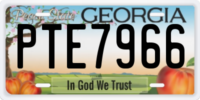 GA license plate PTE7966