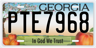 GA license plate PTE7968