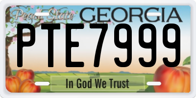 GA license plate PTE7999