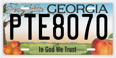GA license plate PTE8070