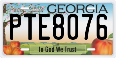 GA license plate PTE8076