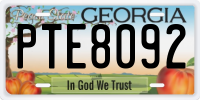 GA license plate PTE8092