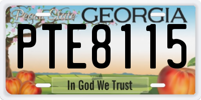 GA license plate PTE8115
