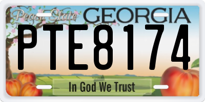 GA license plate PTE8174