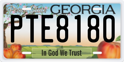 GA license plate PTE8180