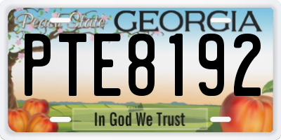 GA license plate PTE8192