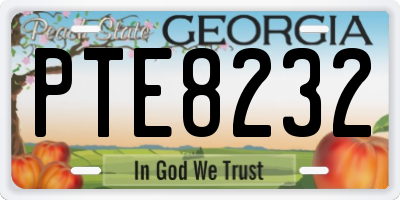 GA license plate PTE8232