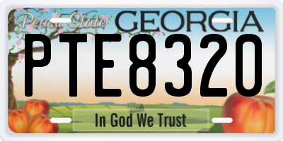 GA license plate PTE8320